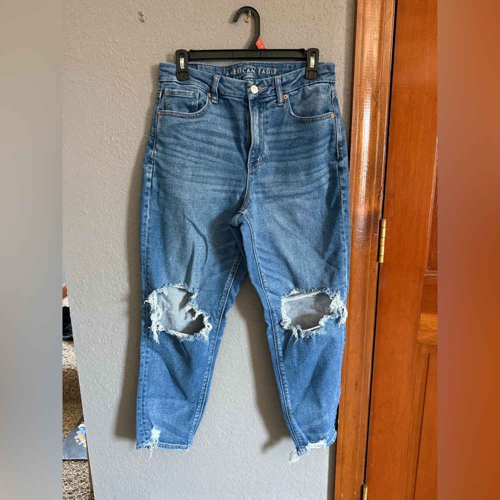 American Eagle Outfitters Women's Ripped Blue Boyfriend Jeans